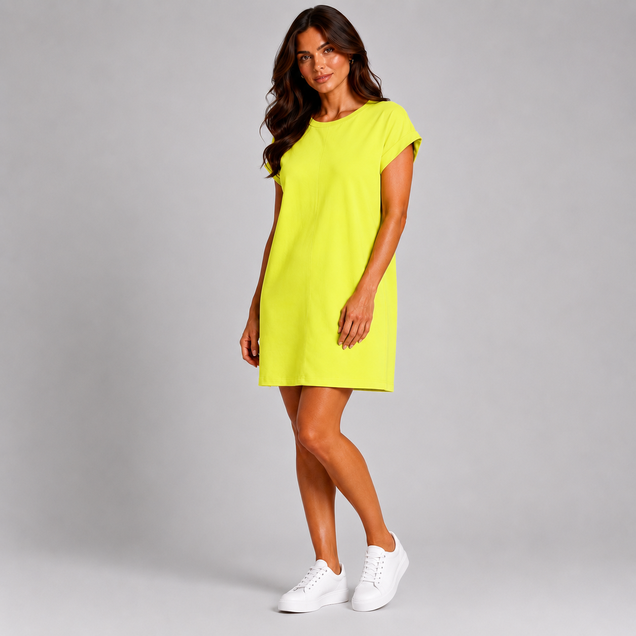 Limonka Sukienka Casual Premium – Komfort i Styl na Co Dzień | 38-48
