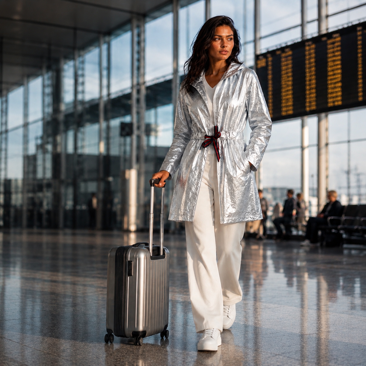Kurtka Przeciwdeszczowa Damska Silver Premium z Kapturem – Lekka Kurtka Rain Collection UNI-S/M/L