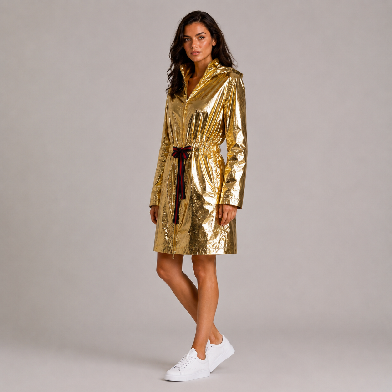 Złota Kurtka Przeciwdeszczowa Damska Premium z Kapturem – Lekka Kurtka Gold Rain Collection UNI-S/M/L