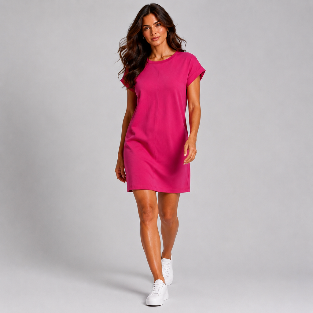 Fuksja Sukienka Casual Premium – Komfort i Styl na Co Dzień | 38-48