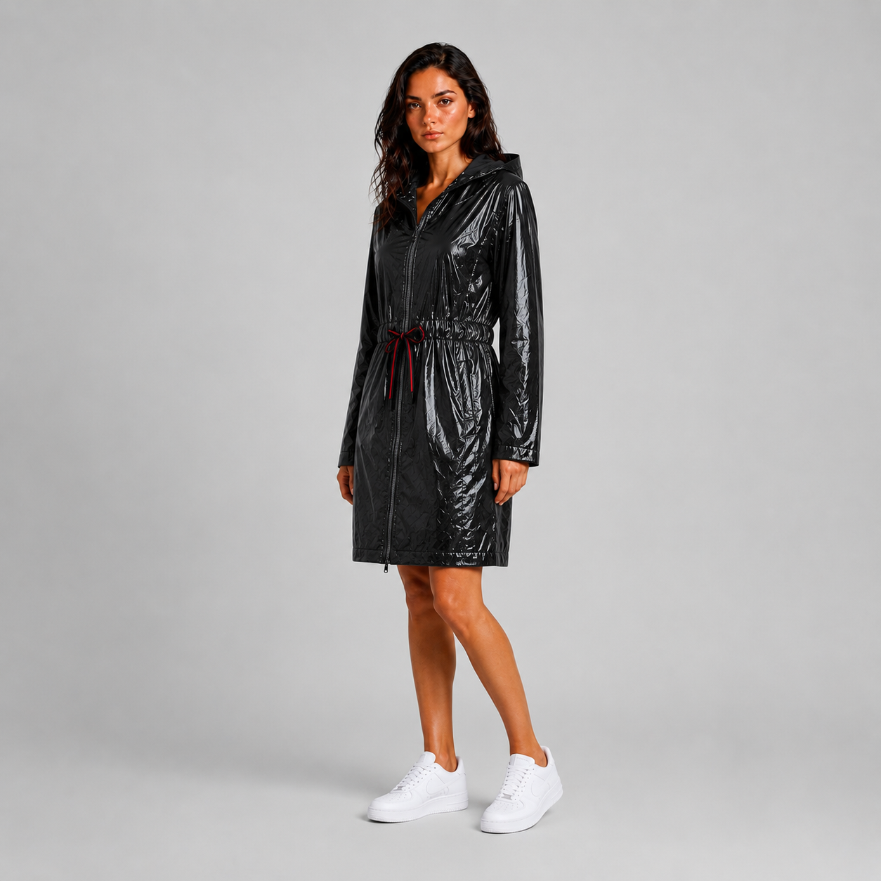 Czarna Kurtka Przeciwdeszczowa Damska Premium z Kapturem – Lekka Kurtka Rain Collection UNI-S/M/L