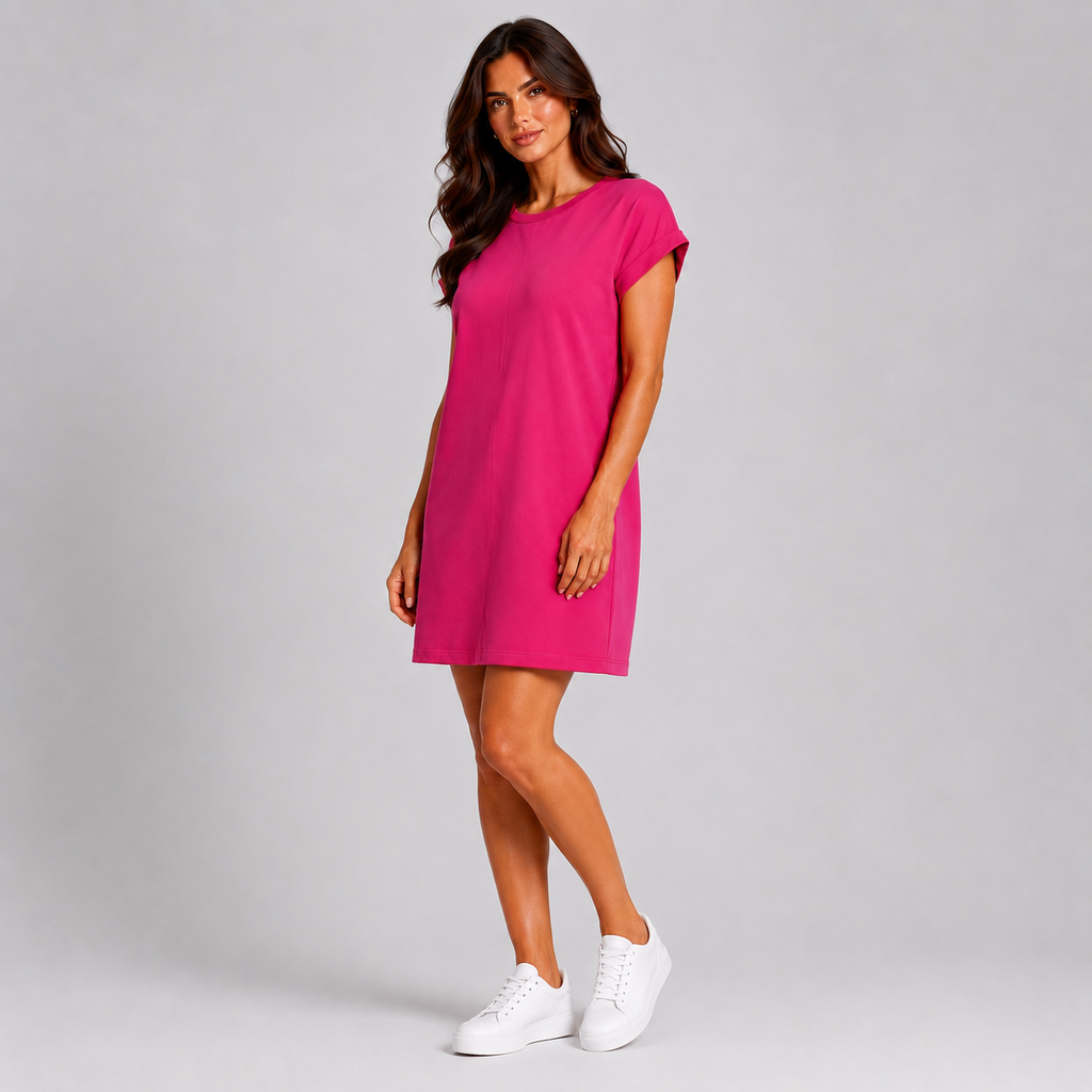 Fuksja Sukienka Casual Premium – Komfort i Styl na Co Dzień | 38-48