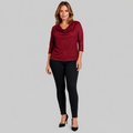 Elegancka bordowa bluzka damska z dekoltem woda – Plus Size 38-48 (M-4XL)