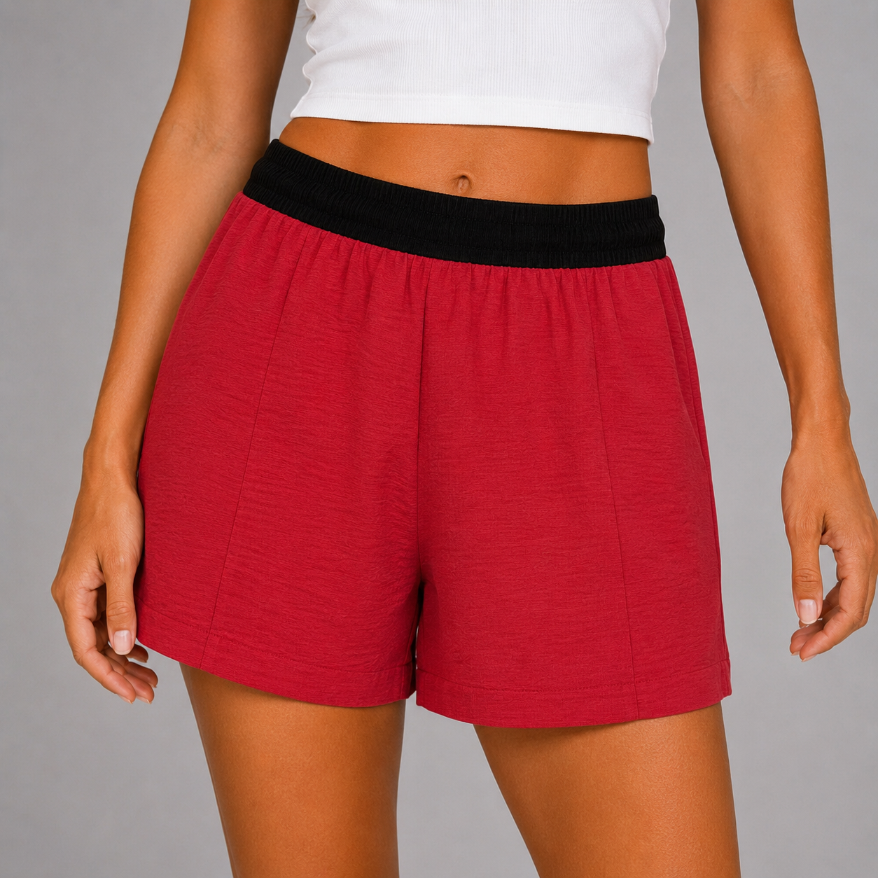 SPODENKI DAMSKIE LETNIE Z KIESZENIAMI NA GUMCE – KORALOWE | UNI S/M/L