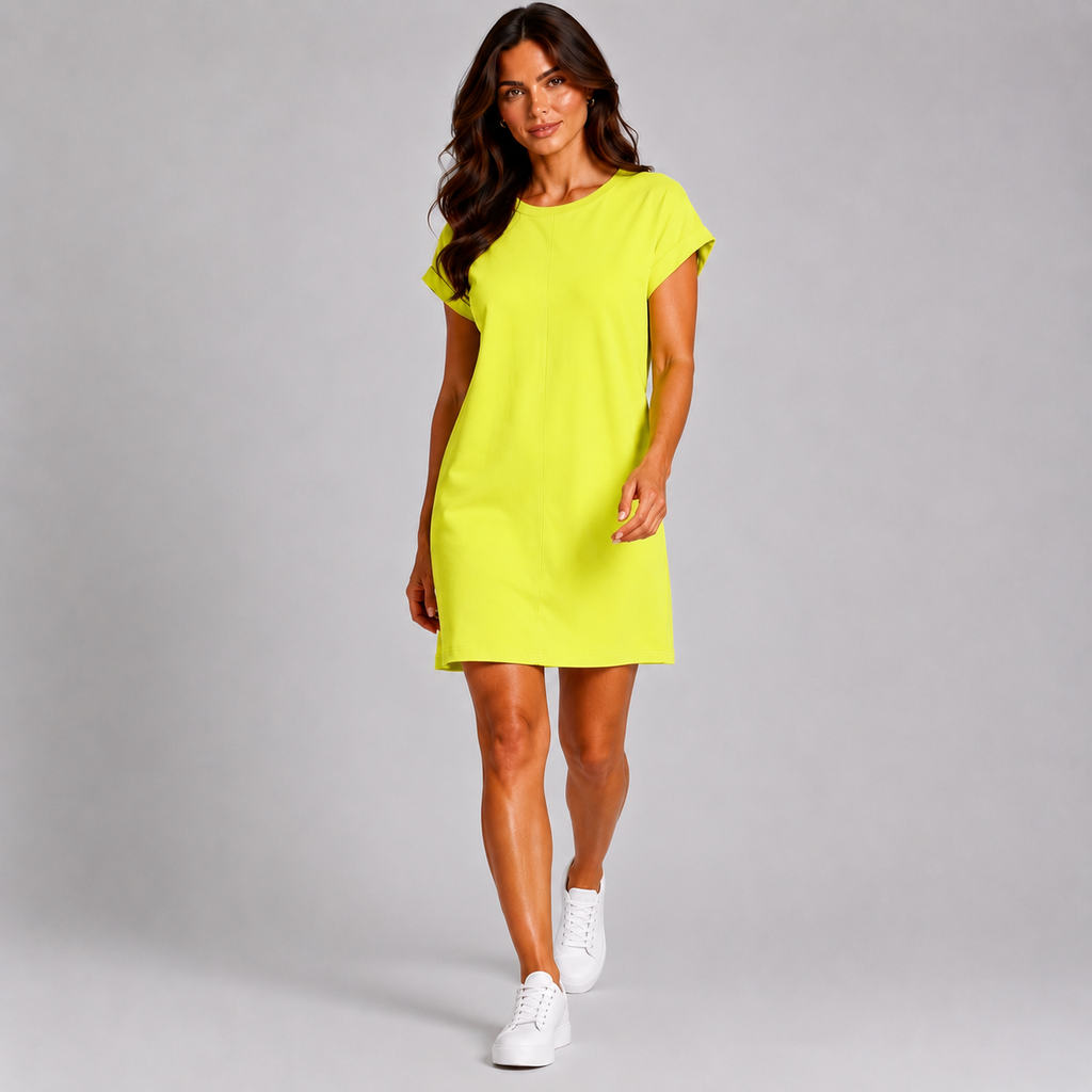 Limonka Sukienka Casual Premium – Komfort i Styl na Co Dzień | 38-48