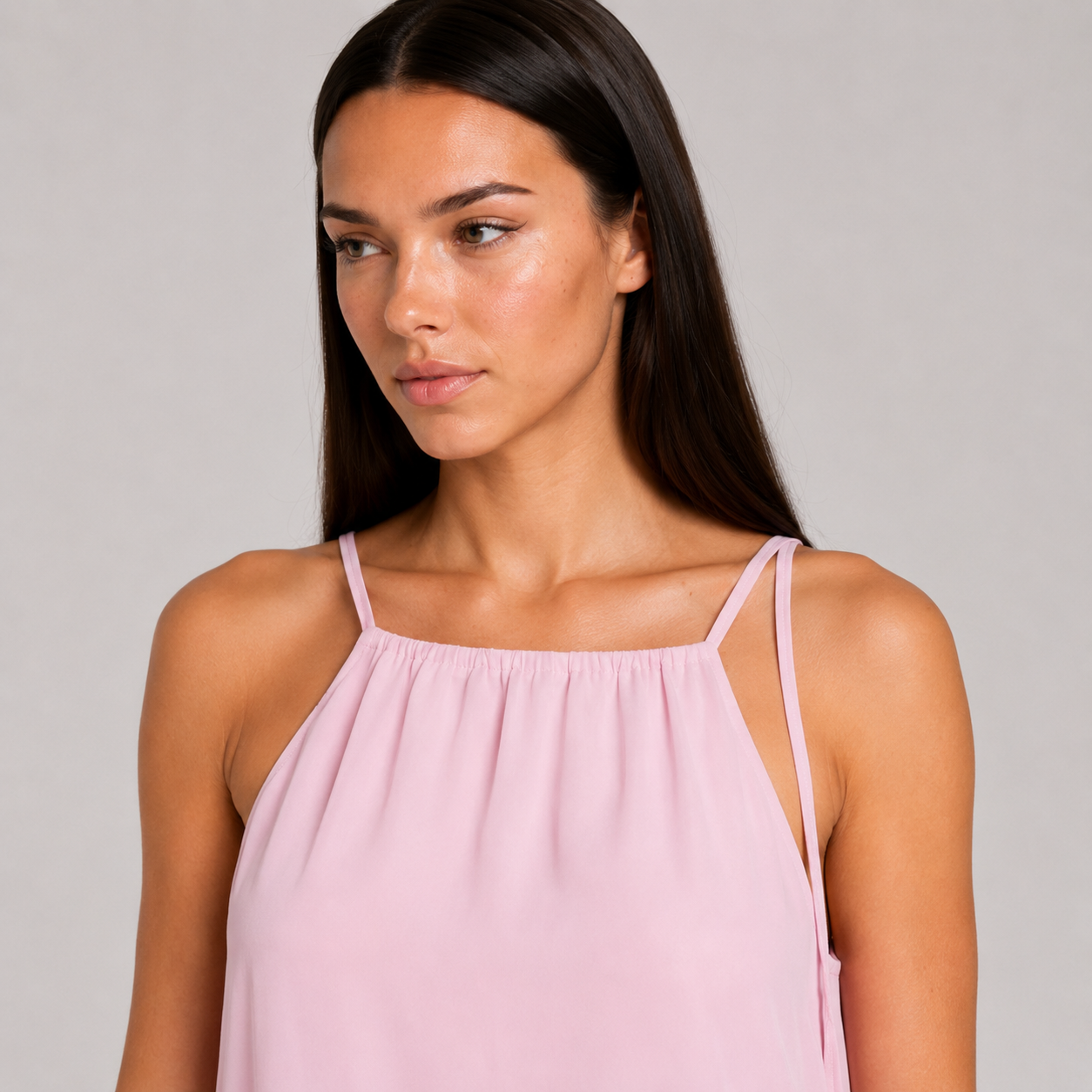 Pudrowy Róż Sukienka Szyfonowa Halter Premium – Wiązana na Ramionach UNI-S/M/L (kopia)