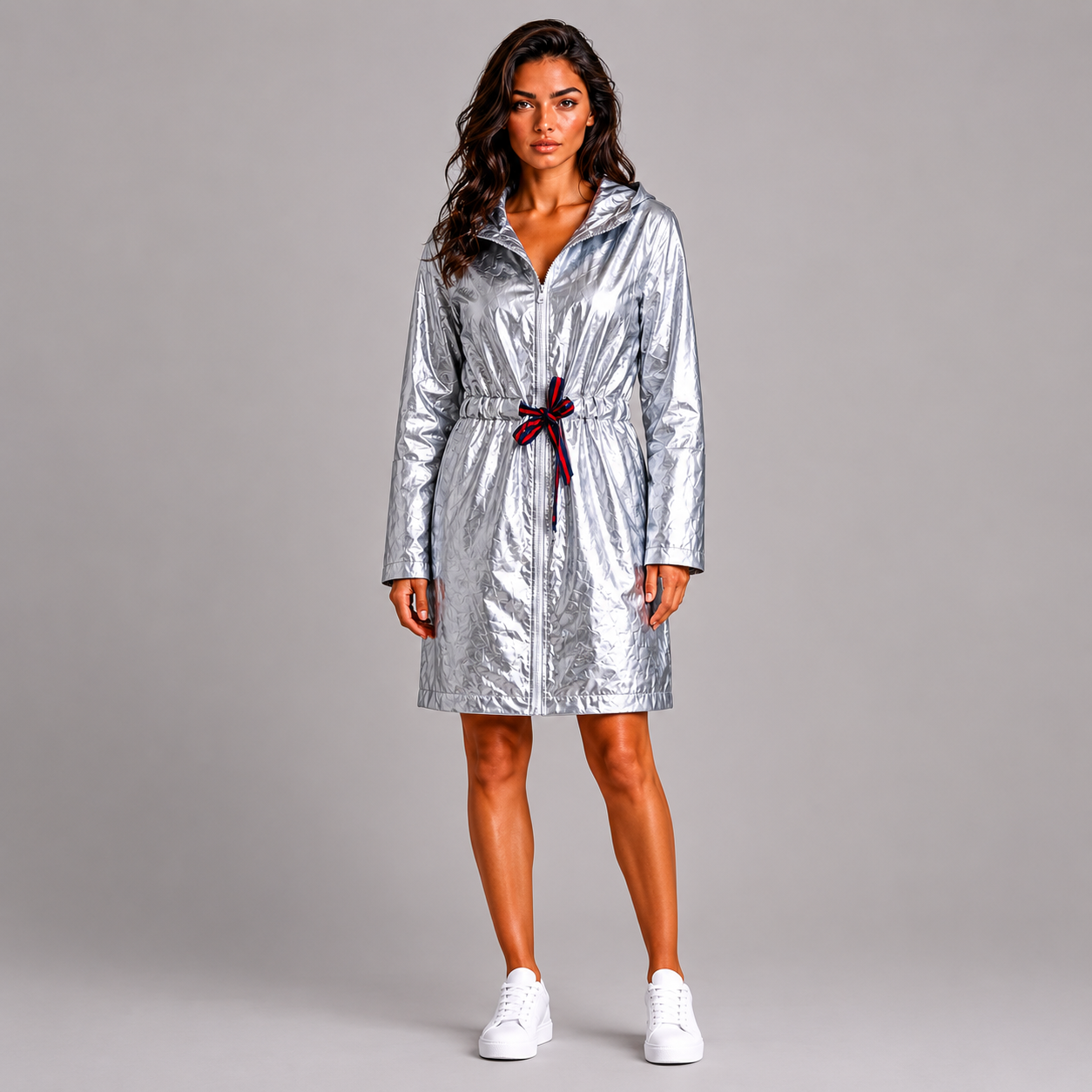 Kurtka Przeciwdeszczowa Damska Silver Premium z Kapturem – Lekka Kurtka Rain Collection UNI-S/M/L
